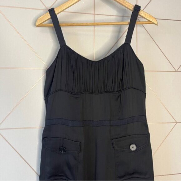 Self Portrait Wide Leg Black Satin Jumpsuit - Picture 5 of 12